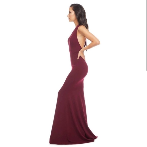 Dress The Population Camden Mermaid Hem Evening Gown Maxi Burgundy S - Picture 2 of 11